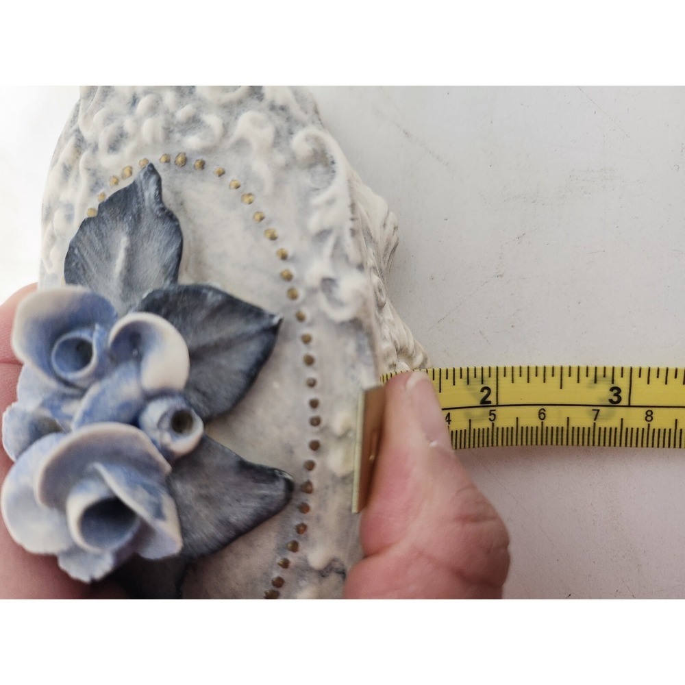 Antique Corday White Porcelain Oval Trinket Box 3D Floral Lid Victorian Rare - Picture 12 of 12